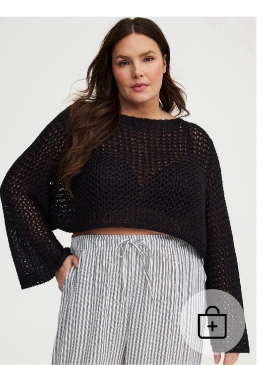 torrid Tops - NWT Black Crochet Cropped Sweater - Women